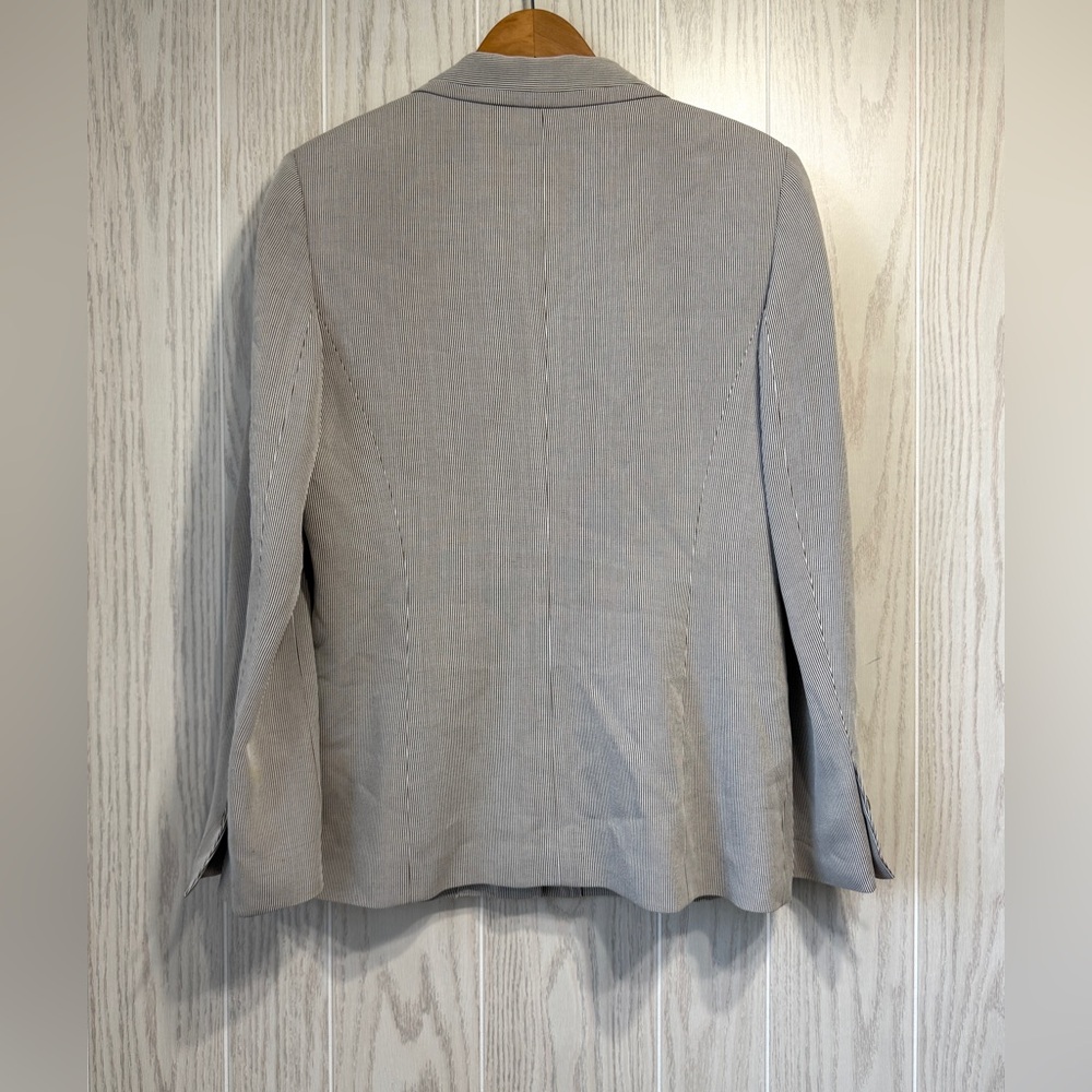 Talbots Size 12 EUC Gray White Micro Pinstripe Si… - image 5